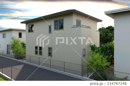 裏面道路から見た注文住宅 裏面道路から見た注文住宅 134767246