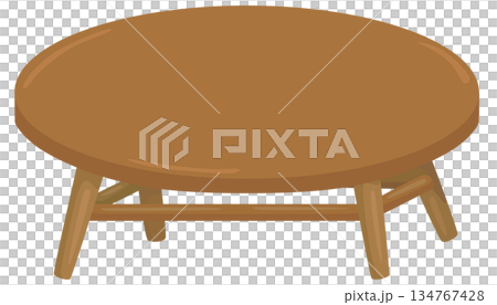 丸い木製ローテーブルのイラスト ベクター素材 134767428