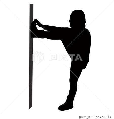 a child climbing the wall, silhouette vector a child climbing the wall, silhouette vector 134767913