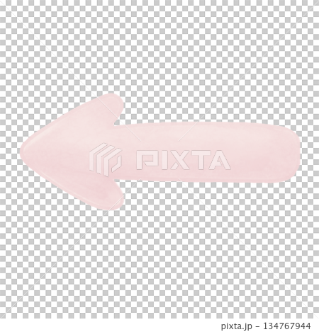 水彩風格的左箭頭，灰粉色，柔和的淺色調，透明背景 134767944