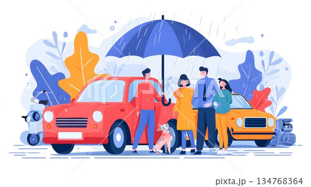 Comprehensive car insurance coverage concept illustration Comprehensive car insurance coverage concept illustration 134768364