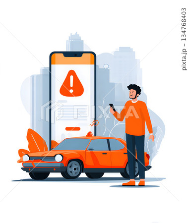 Vertical auto insurance app notification illustration 134768403