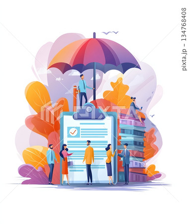 Vertical modern flat style insurance service background 134768408