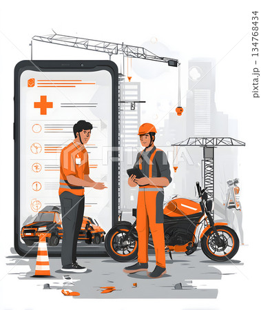 Vertical accident report submission via mobile app Vertical accident report submission via mobile app 134768434