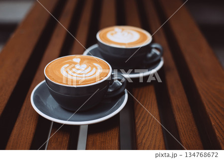 Two cups of cappuccino 134768672
