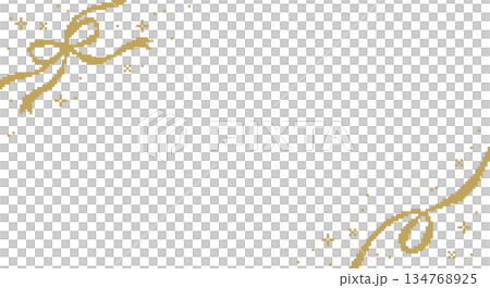 簡約時尚的點陣金色絲帶背景裝飾插畫邊框像素裝飾 134768925