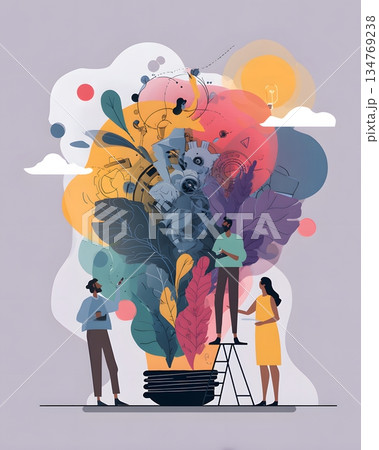 Vertical illustration of co creation content...のイラスト素材 [134769238] - PIXTA