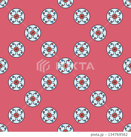 Artificial Intelligence technology vector AI colored round seamless pattern Artificial Intelligence technology vector AI colored round seamless pattern 134769562