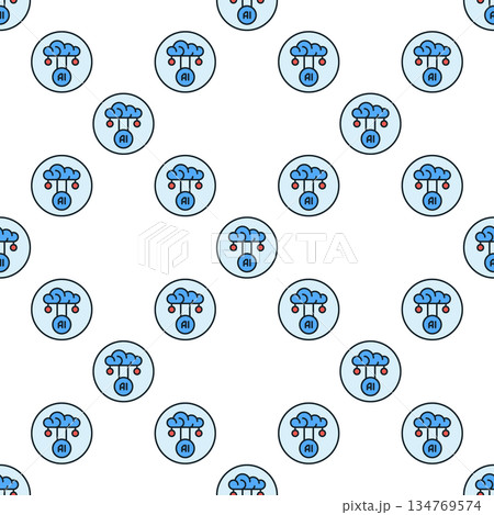 Artificial Intelligence Cloud Data vector AI round colored seamless pattern Artificial Intelligence Cloud Data vector AI round colored seamless pattern 134769574