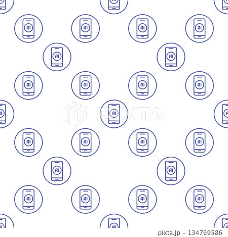 Smartphone with AI vector Artificial Intelligence technology round seamless pattern in outline style Smartphone with AI vector Artificial Intelligence technology round seamless pattern in outline style 134769586
