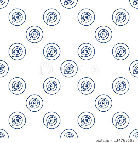 Speech Bubble with AI vector Artificial Intelligence thin line round seamless pattern 134769588