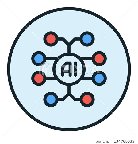 AI Brain vector Artificial Intelligence Smart Circuit Board colored round icon or logo element AI Brain vector Artificial Intelligence Smart Circuit Board colored round icon or logo element 134769635