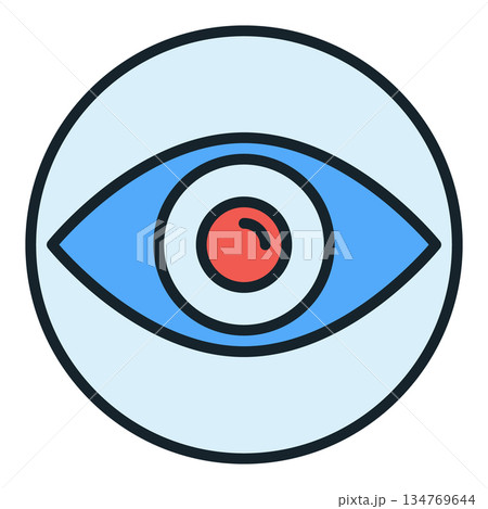 AI Eye vector Artificial Intelligence Vision linear round colored icon or logo element 134769644