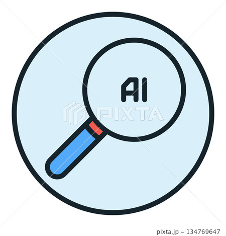 AI Magnifier vector Artificial Intelligence round colored icon or symbol AI Magnifier vector Artificial Intelligence round colored icon or symbol 134769647