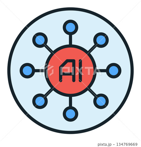 Artificial Intelligence digital technology vector AI colored round icon or design element Artificial Intelligence digital technology vector AI colored round icon or design element 134769669