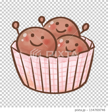 水彩風格的便當小菜肉丸插畫(單張,透明,留白) 水彩風格的便當小菜肉丸插畫(單張,透明,留白) 134769746