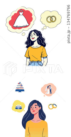 Vsai woman dreaming about wedding planning and marriage future Vsai woman dreaming about wedding planning and marriage future 134769766