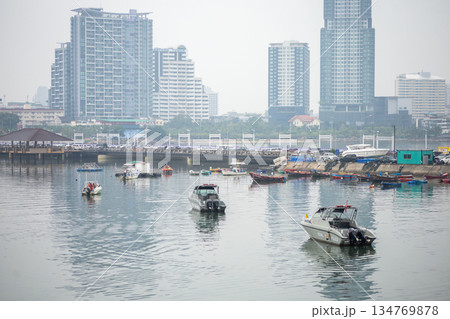 View of The Koh Loi Sriracha with the speedboat and many boat. 134769878