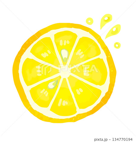 手描きのかわいい輪切りレモンのイラスト1 134770194