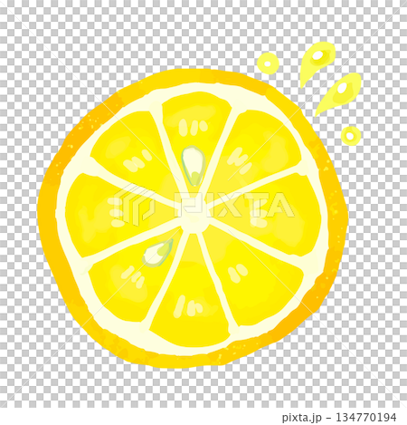 手描きのかわいい輪切りレモンのイラスト1 134770194