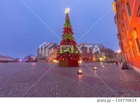 Christmas Tree at Castle Square in Warsaw Poland 134770614
