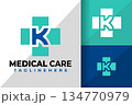 Letter K Medical Care Logo Design Element Stock Vector Illustration Template 134770979