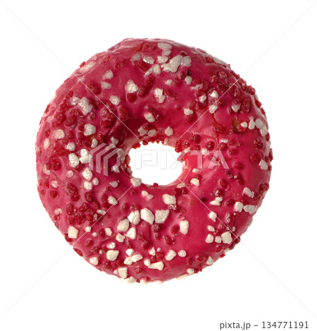 One appetizing American donut on white background isolated One appetizing American donut on white background isolated 134771191