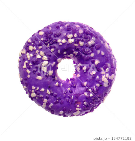 One appetizing American donut on white background isolated One appetizing American donut on white background isolated 134771192