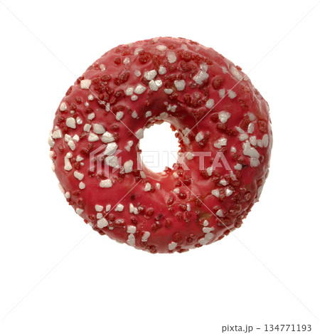 One appetizing American donut on white background isolated One appetizing American donut on white background isolated 134771193