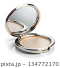 Open Round Powder Compact Mirror With a Silver Rim. Generative AI 134772170