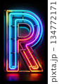 Neon Letter R Glowing In The Dark. Generative AI 134772171