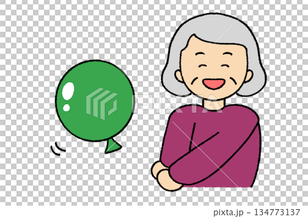 奶奶在玩氣球排球 134773137