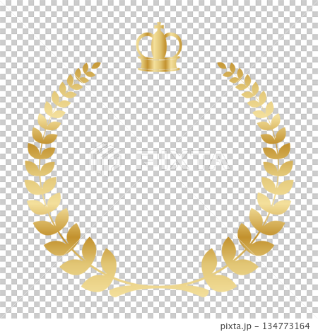 ロイヤル王冠を配置した月桂冠のゴールドアワードフレーム ロイヤル王冠を配置した月桂冠のゴールドアワードフレーム 134773164