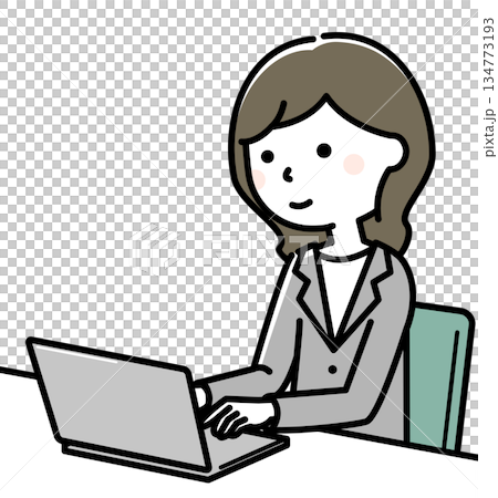 パソコンを操作するスーツの女性 134773193