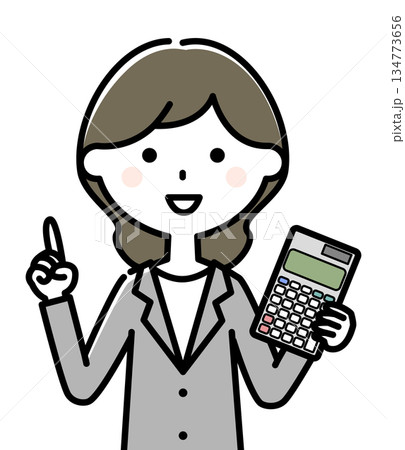 電卓を持つスーツの女性 134773656