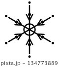 Simple geometric snowflake icon, black outline, transparent background cutout. 134773889