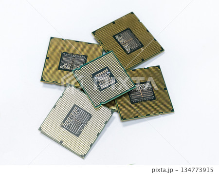 many processors lie on a light background close-up 134773915