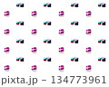 assorted gift in a multi-colored wrapper, striped, red and lilac on an isolated background 134773961