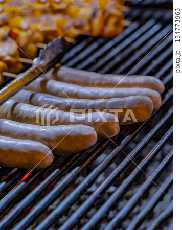 pork sausages white grilled delicious and quick snack for beer pork sausages white grilled delicious and quick snack for beer 134773963