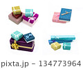 some gift boxes on white isolated background 134773964