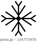 Black line art snowflake icon isolated on transparent background. 134773970