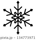 Minimalist black snowflake icon isolated on a transparent background. 134773971