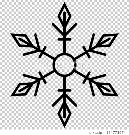 Minimalist black outline snowflake icon isolated on transparent background. Minimalist black outline snowflake icon isolated on transparent background. 134773974