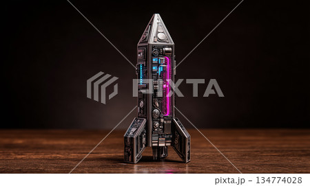 スチームパンク風ロケット模型|レトロと未来感が融合したクラフト系ビジュアル素材 スチームパンク風ロケット模型|レトロと未来感が融合したクラフト系ビジュアル素材 134774028