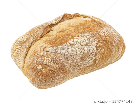 Ciabatta bread isolated on white background with clipping path, rustic crust texture, full depth of field 134774148