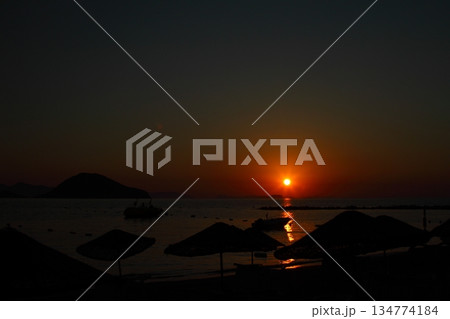 Seaside town of Turgutreis and spectacular sunsets 134774184