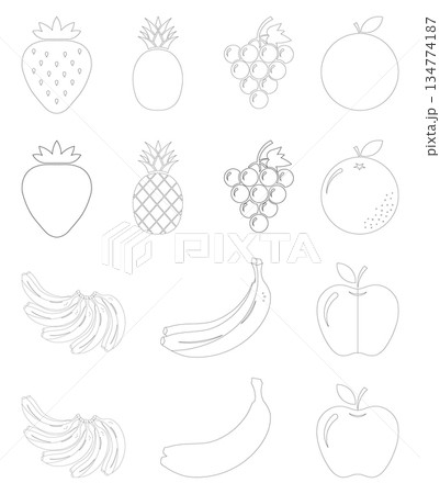 Fruit Outline and Silhouette Vector Set Minimalist Coloring Page and Icon Collection Fruit Outline and Silhouette Vector Set Minimalist Coloring Page and Icon Collection 134774187