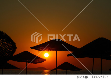 Seaside town of Turgutreis and spectacular sunsets Seaside town of Turgutreis and spectacular sunsets 134774197
