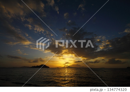 Seaside town of Turgutreis and spectacular sunsets Seaside town of Turgutreis and spectacular sunsets 134774320