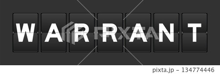 Black color analog flip board with word warrant on gray background Black color analog flip board with word warrant on gray background 134774446